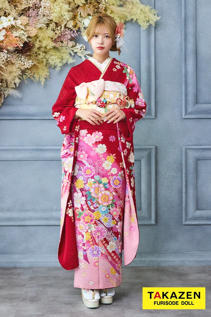 格安お得！華徒然×吉木千沙都ブランド振袖 ピンク/淡い色 乱菊柄 清楚