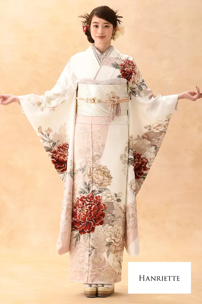 振袖 刺繍 金駒刺繍 牡丹 桔梗 芙蓉 芍薬 花模様 成人式 着物 083a p