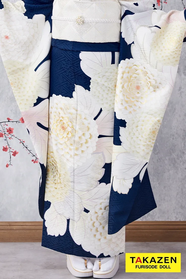 激安お得！正統派古典 青/紺/白 菊柄/大柄 シンプル 清楚 かわいい古典