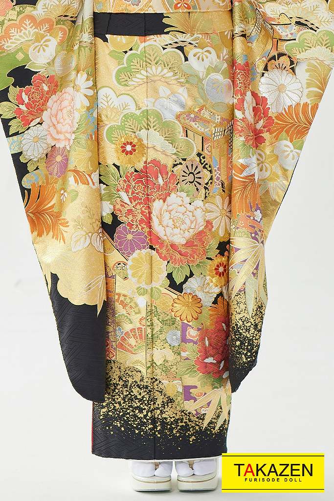 プレミアム古典 黒/ゴールド(金色) 御所車柄 豪華 金彩加工 桂由美