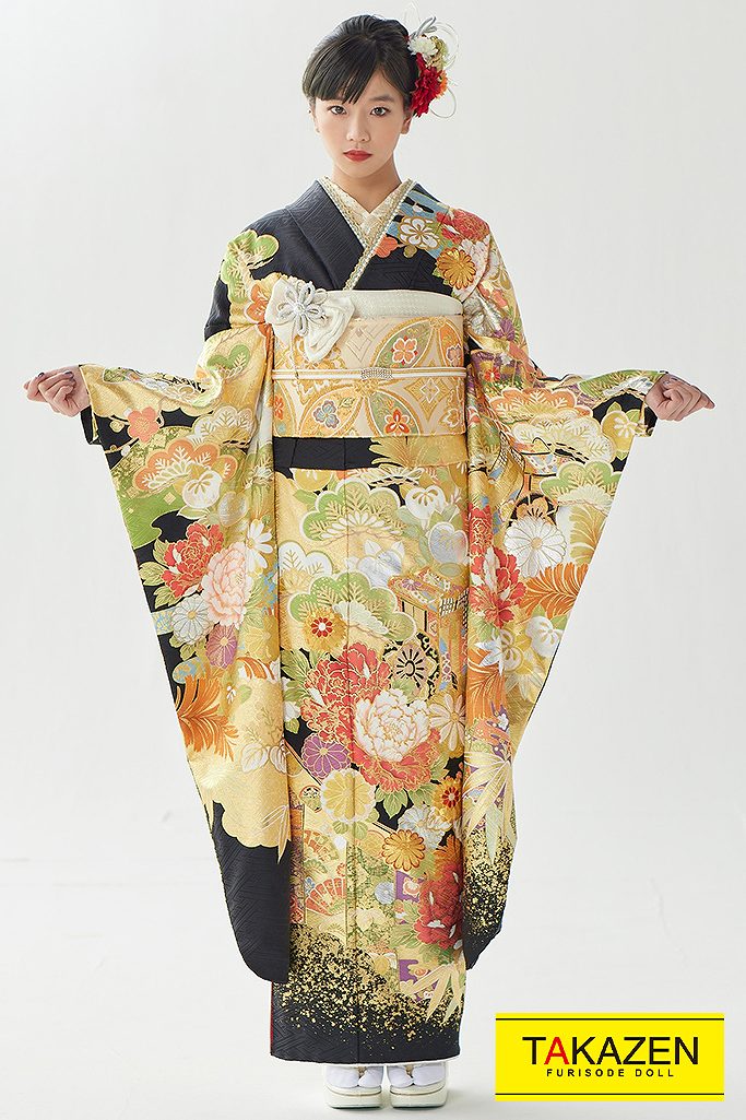 プレミアム古典 黒/ゴールド(金色) 御所車柄 豪華 金彩加工 桂由美