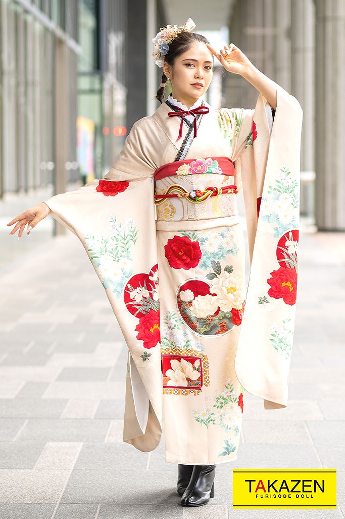 22358 【即購入OK】振袖 マルチカラー 金駒刺繍 松藤 セット可【即発送