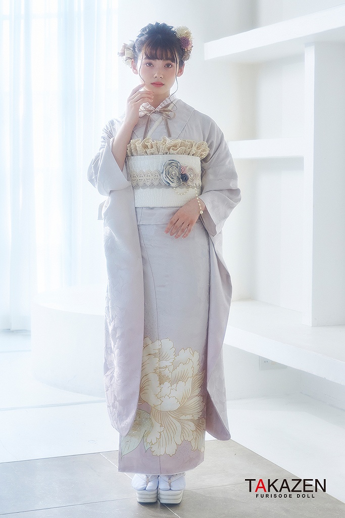 くすみカラーエレガント 薄ピンク/淡い色 牡丹柄/すっきり柄 あざと