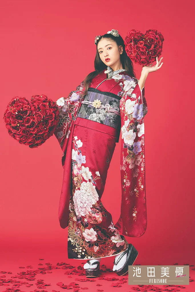 九重×中村里砂 赤 菊柄/松柄 王道 レトロ古典振袖 定番 華やか 綺麗