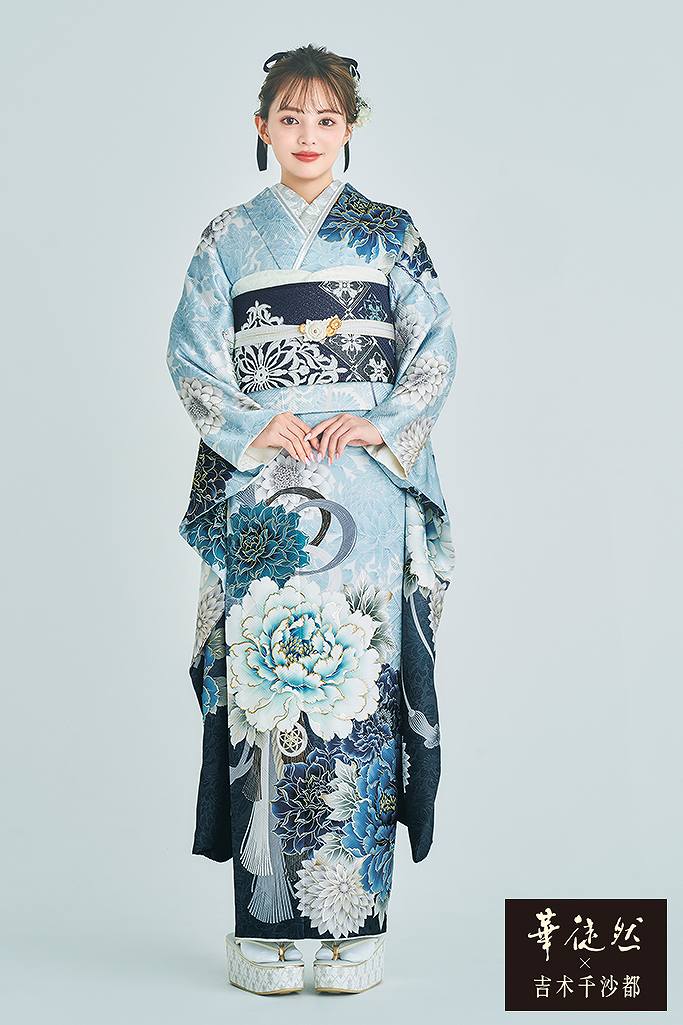 ブランド振袖 撫松庵 豪華 桜 牡丹 身丈174cm 撥水加工済