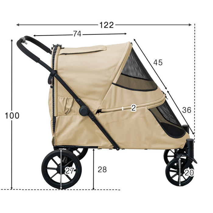 スロープ付き ペットカート 大型犬対応 耐荷重60kg 折り畳み 洗える座