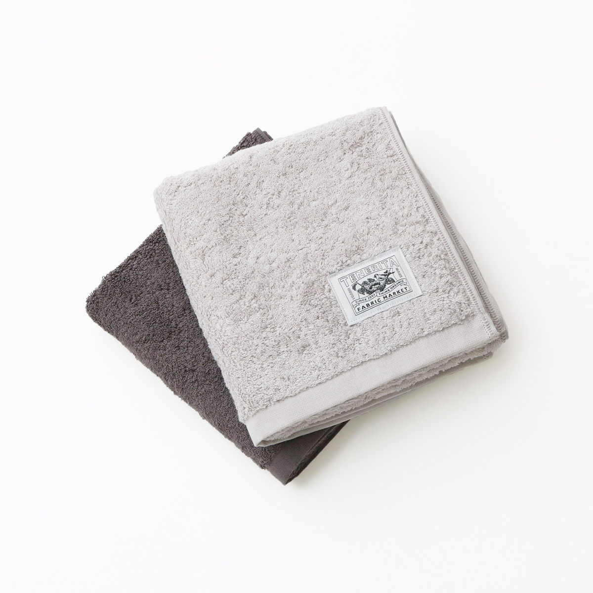 超甘撚りフェイスタオル2枚セット(ライトグレー・チャコールグレー