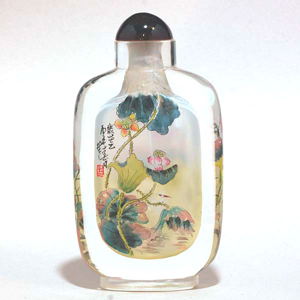 内絵鼻煙壺No4／蓮 - 横浜中華街天宝堂本店