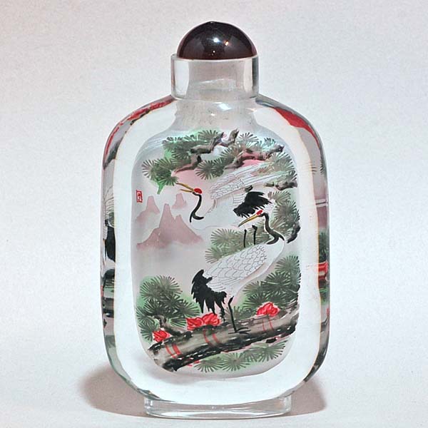 内絵鼻煙壺No17／鶴 - 横浜中華街天宝堂本店