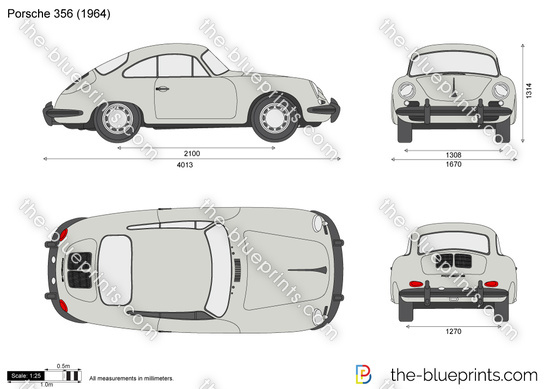 PORSCHE356A coup ポルシェ 設計図 製図 図面 プリントポスター