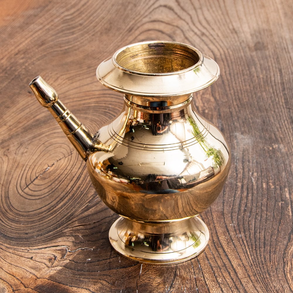 ブラス製カルワ karuwa - ネパール伝統の水差し 高さ12cm程度 の通販