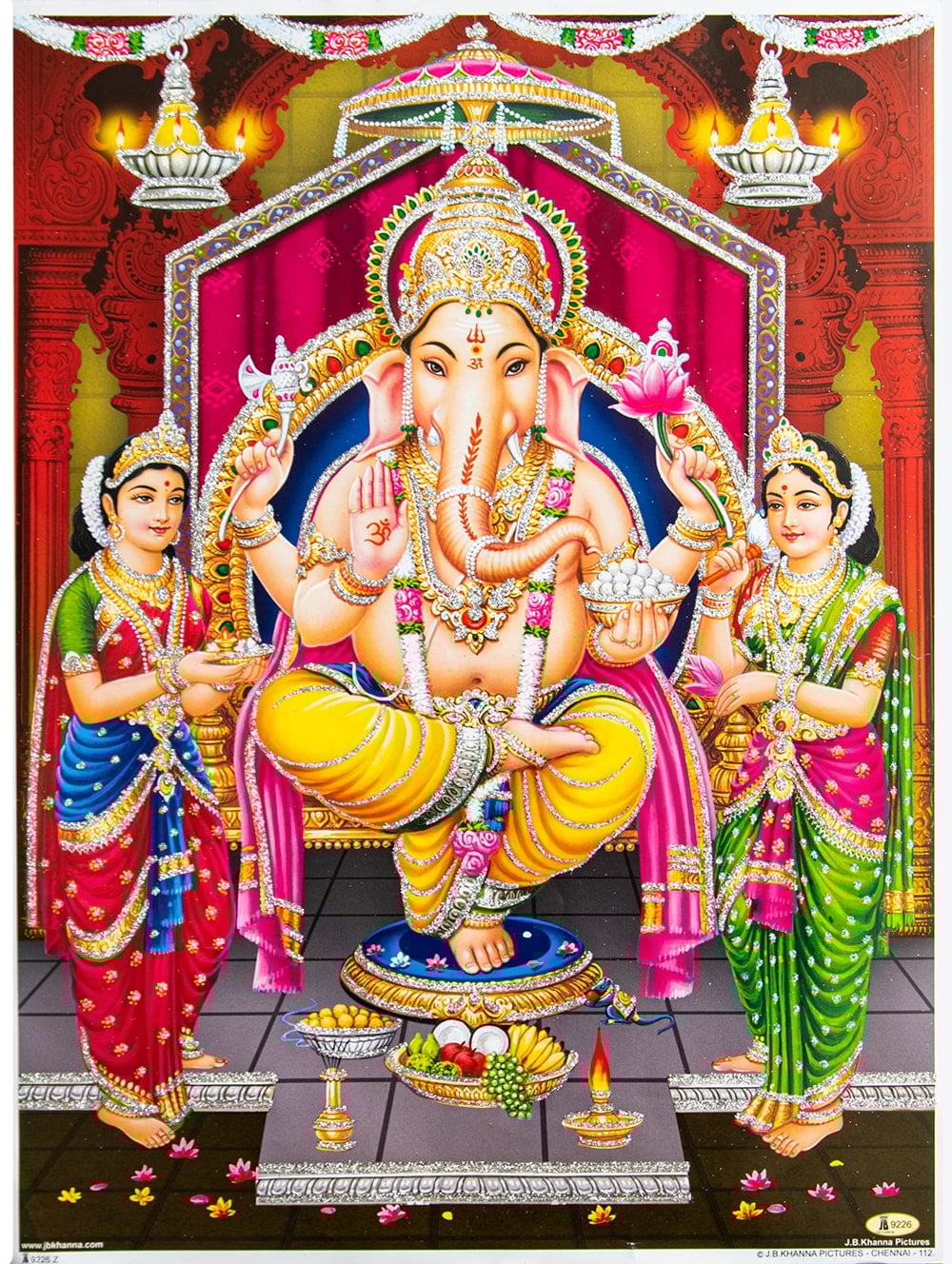 約40.5cm×約30.5cm〕輝くラメ入り・インドのヒンドゥー神様ポスター