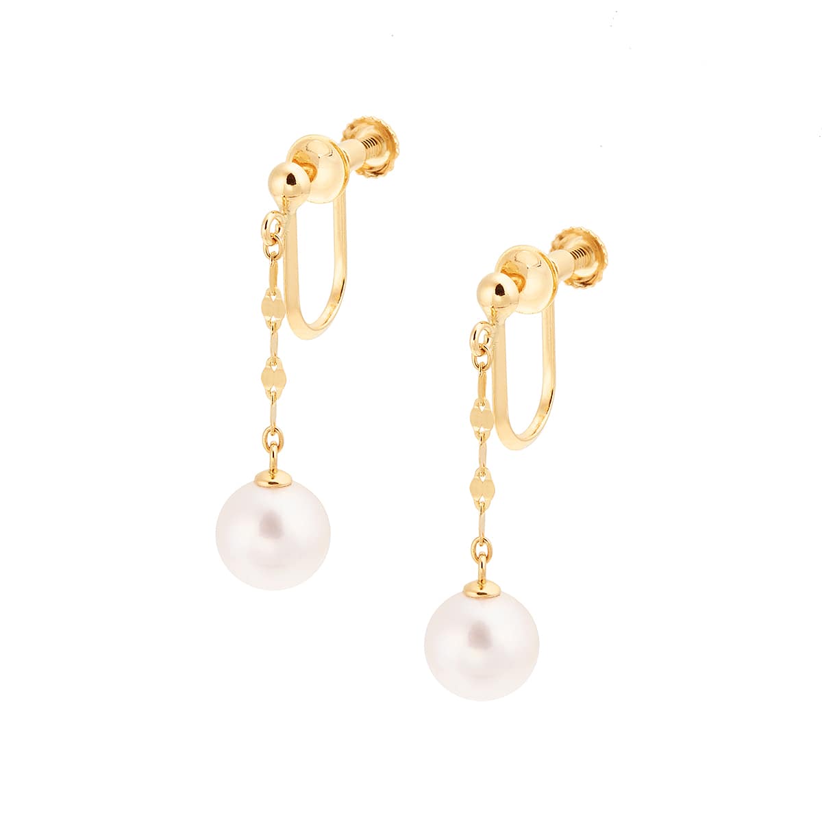 K18イエローゴールドアコヤ真珠イヤリング（6.0mm）(RER471