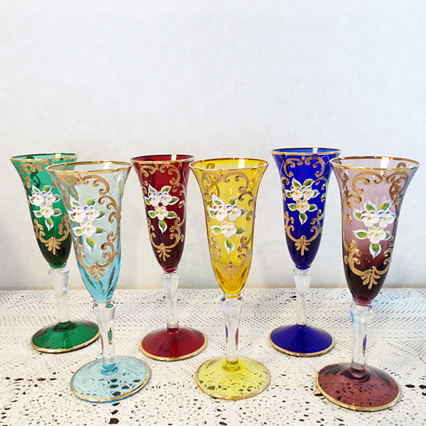 ベネチアンガラス ムラーノガラス NASON&MORETTI ワイン2脚 ベネチアン