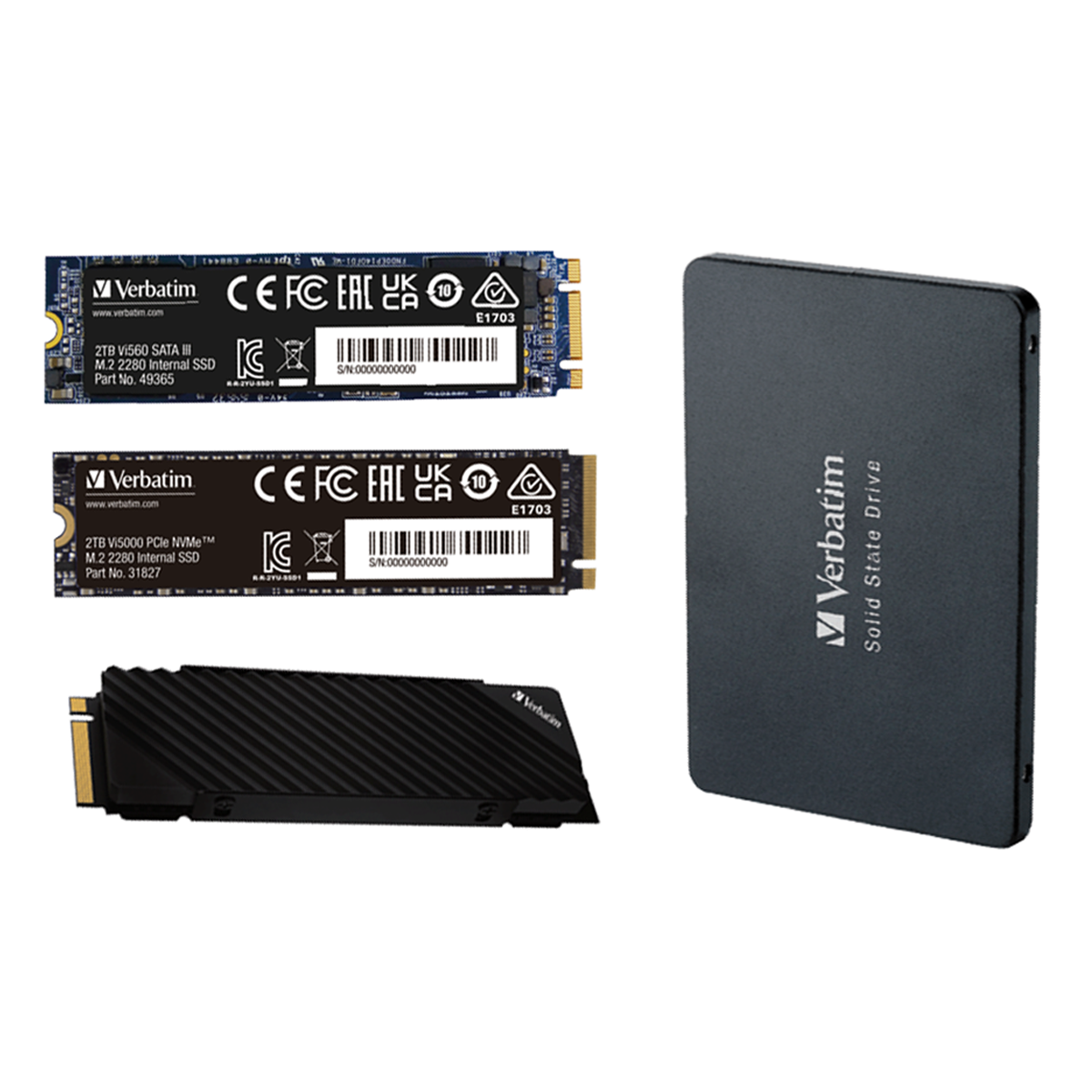 内蔵型SSD Verbatim Vi5000 SSD 2TB PCIe NVMe M.2 Vi5000 Internal