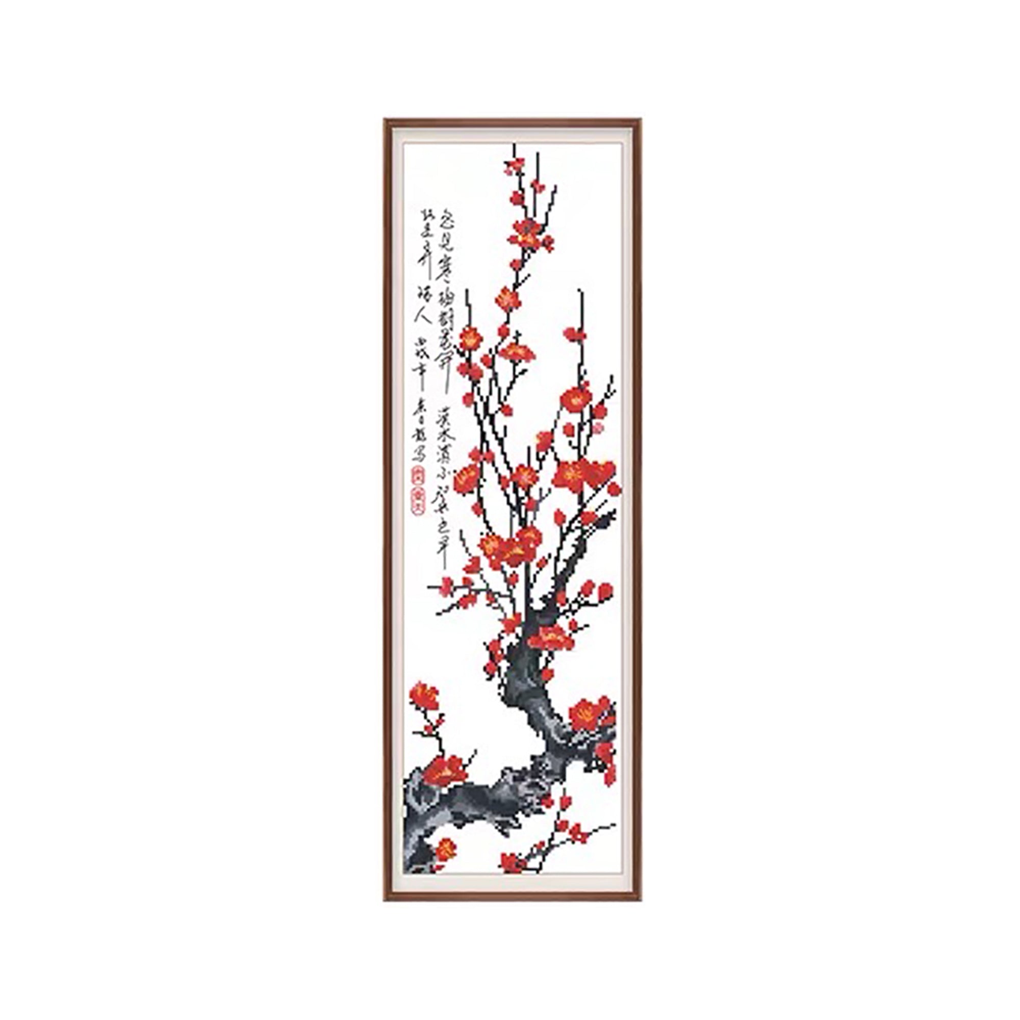 Chinese Four Classic Plants Stamped Cross Stitch Kit, Plum Blossom