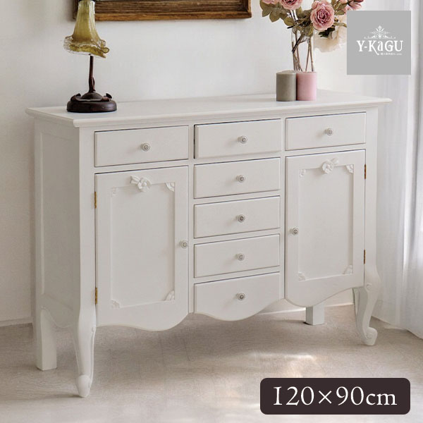 キャビネット 収納 おしゃれ 輸入家具 猫脚 食器棚 ロココ調 サイド