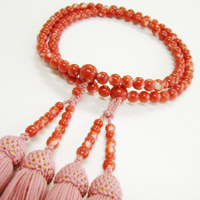 インカローズ7mm片手数珠薄紅二五房共仕立 お数珠の安田念珠店へ