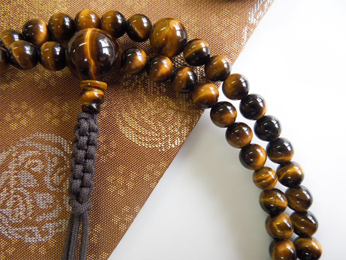 虎目石尺二看経焦茶打紐共仕立 輪入 お数珠の安田念珠店へ｜総本山