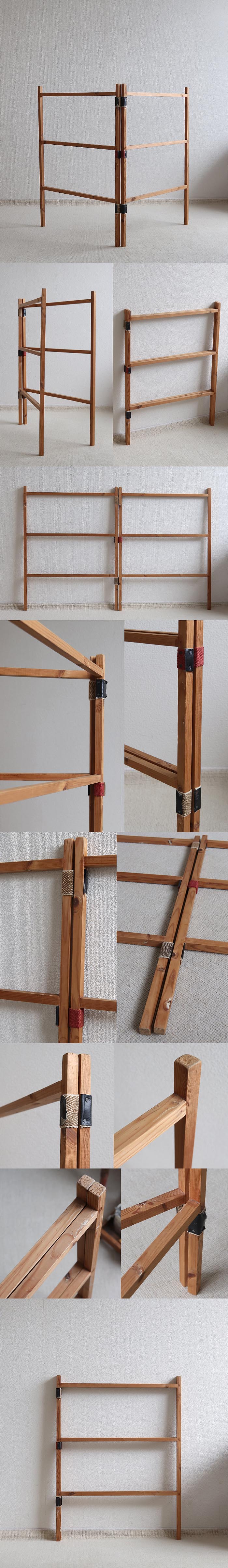 英国アンティーク◇古木スタンドタオルハンガー/ラック/洋服掛け/洗濯