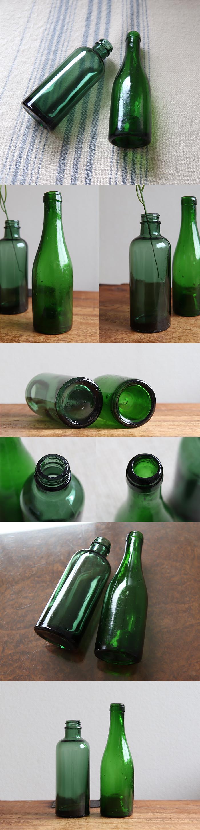 イギリス アンティーク ガラスボトルペア/2本セット/ブロカント/薬瓶