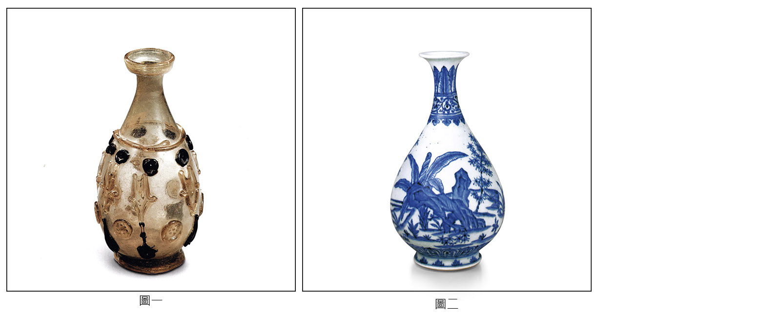 青花竹石芭蕉紋瓶】染付 複製品 大清康煕年製 底款 青花竹石芭蕉紋瓶