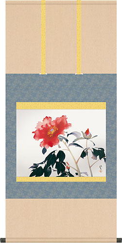 有名作家の掛け軸 川端龍子作 牡丹