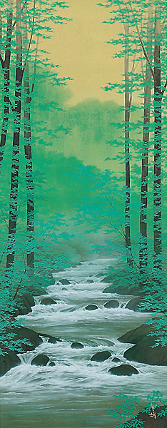 山水の掛け軸 島田智博作 緑韻渓聲