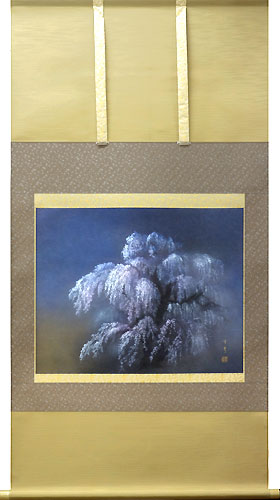 美品 掛け軸 鳥山玲作「華」菖蒲図 共箱 太巻き付 美術年鑑掲載 美品