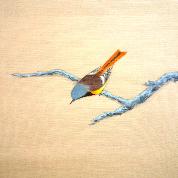 花鳥の掛け軸 中村琴水作 柿に小禽