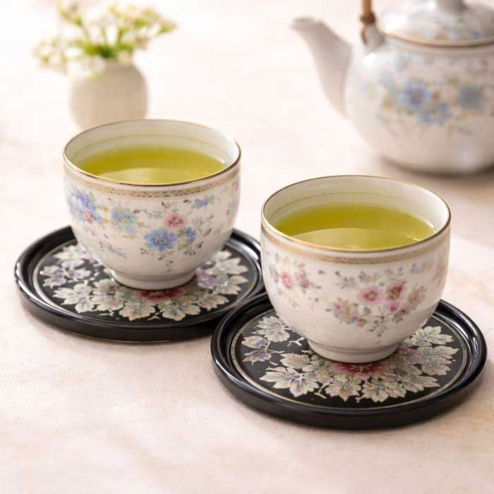 韓国螺鈿茶托(牡丹)4枚セット 食器・螺鈿・漆器 夢市場本店【韓国