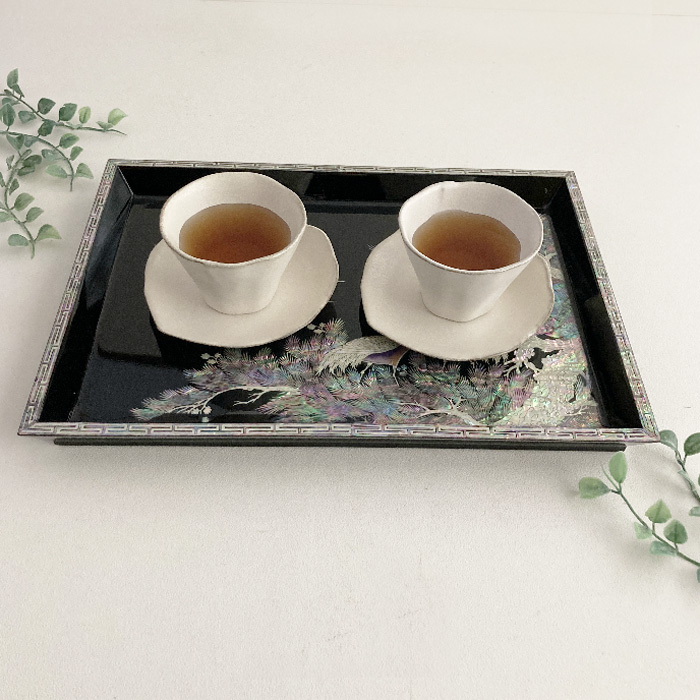 韓国四角漆螺鈿お盆 食器・螺鈿・漆器 夢市場本店【韓国チマチョゴリと