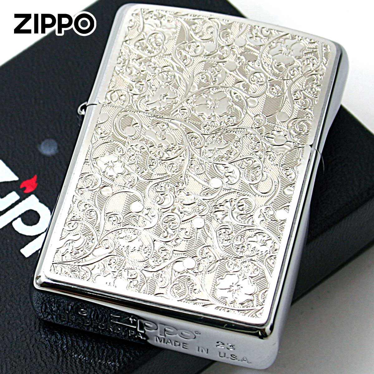 Zippo ジッポー アラベスク 唐草 ＃200 メタルプレート ニッケルメッキ
