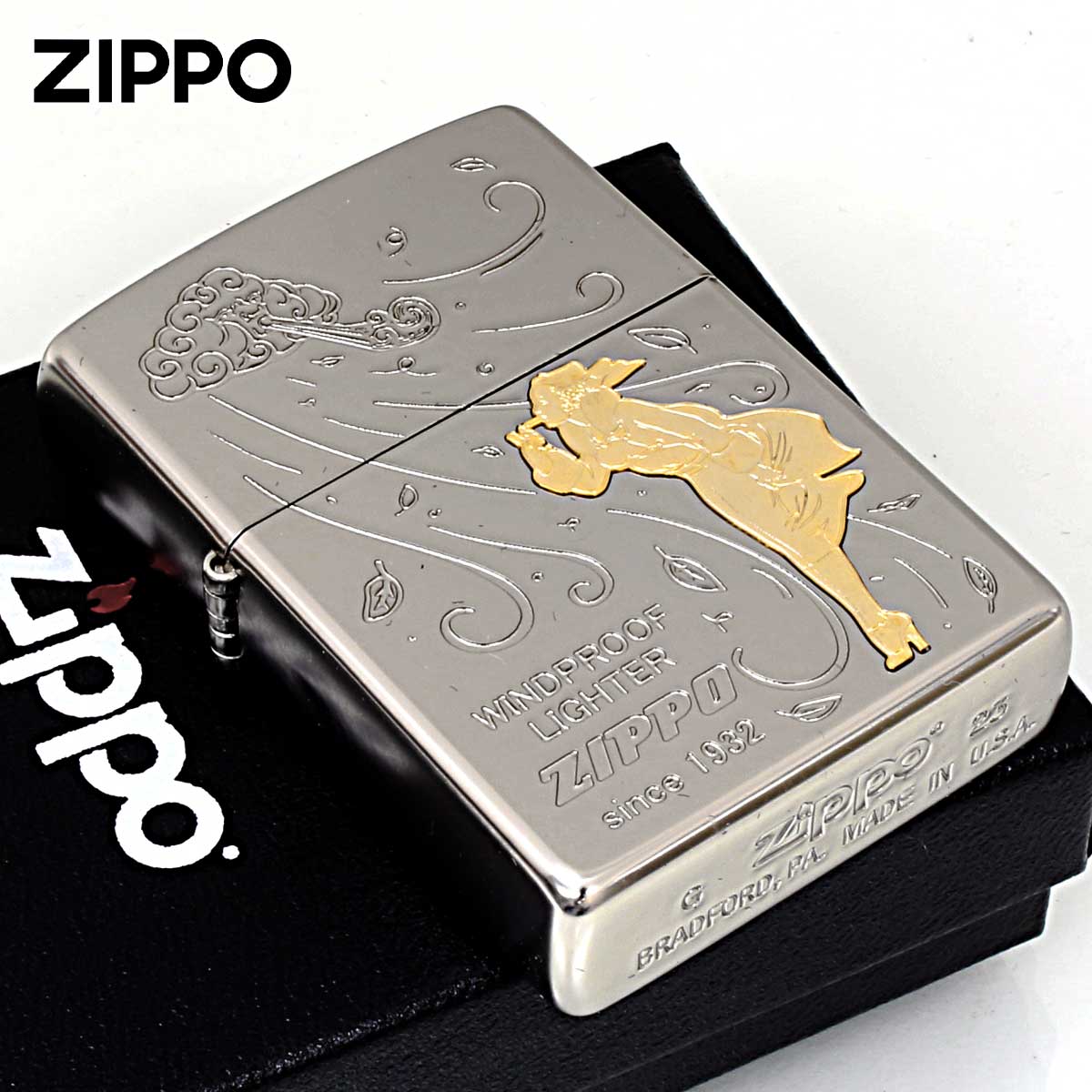 Zippo ジッポー Windy Wind ウインディ 風の中 ホワイトニッケル Wh