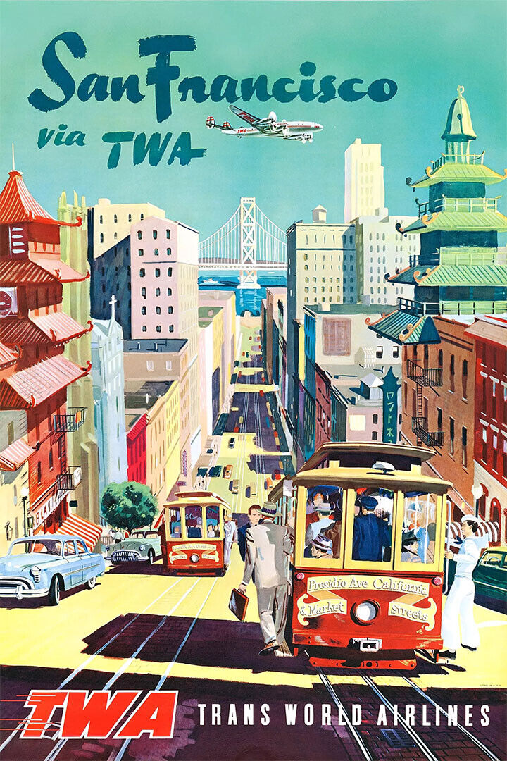Poster - 1950s San Francisco Twa Cable Car Vintage Style Travel