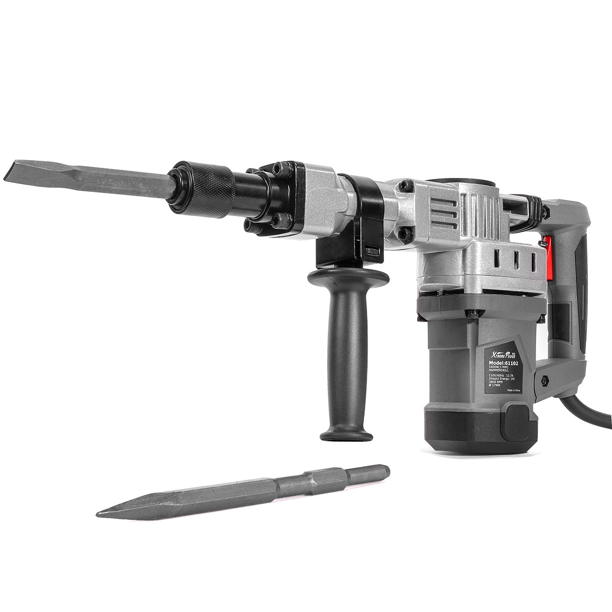 XtremepowerUS Electric 1400W Demolition Jack Hammer w/ Point Chisel Bi