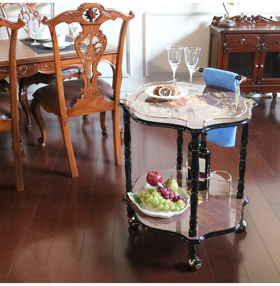 イタリア製 ティーワゴン 象嵌細工 アンティークワゴン キッチンワゴン