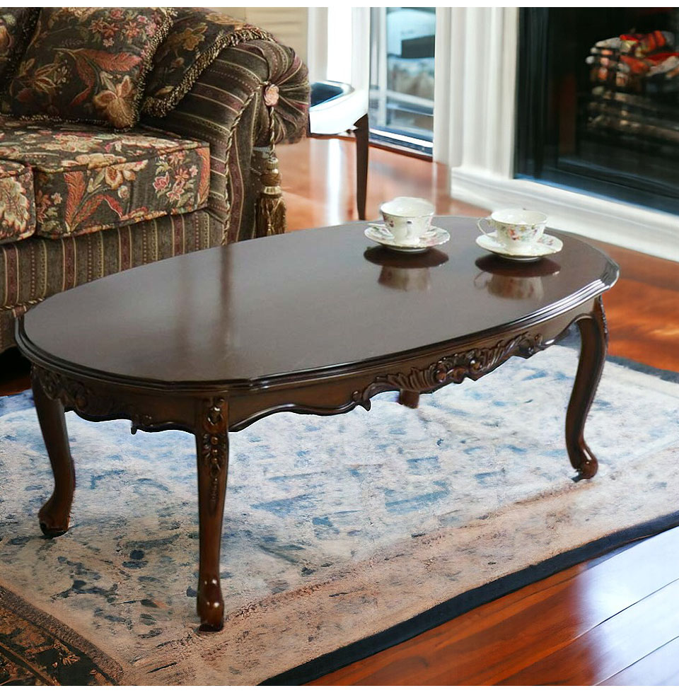 英国アンティーク木製コーヒーテーブル/猫脚センターテーブル