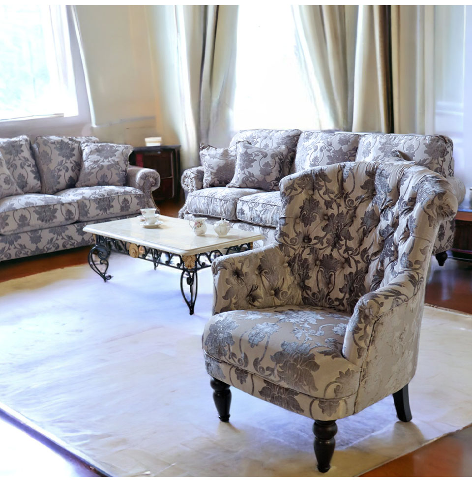 輸入家具 ハイバック パーソナルソファ 一人掛け シルバーグレー