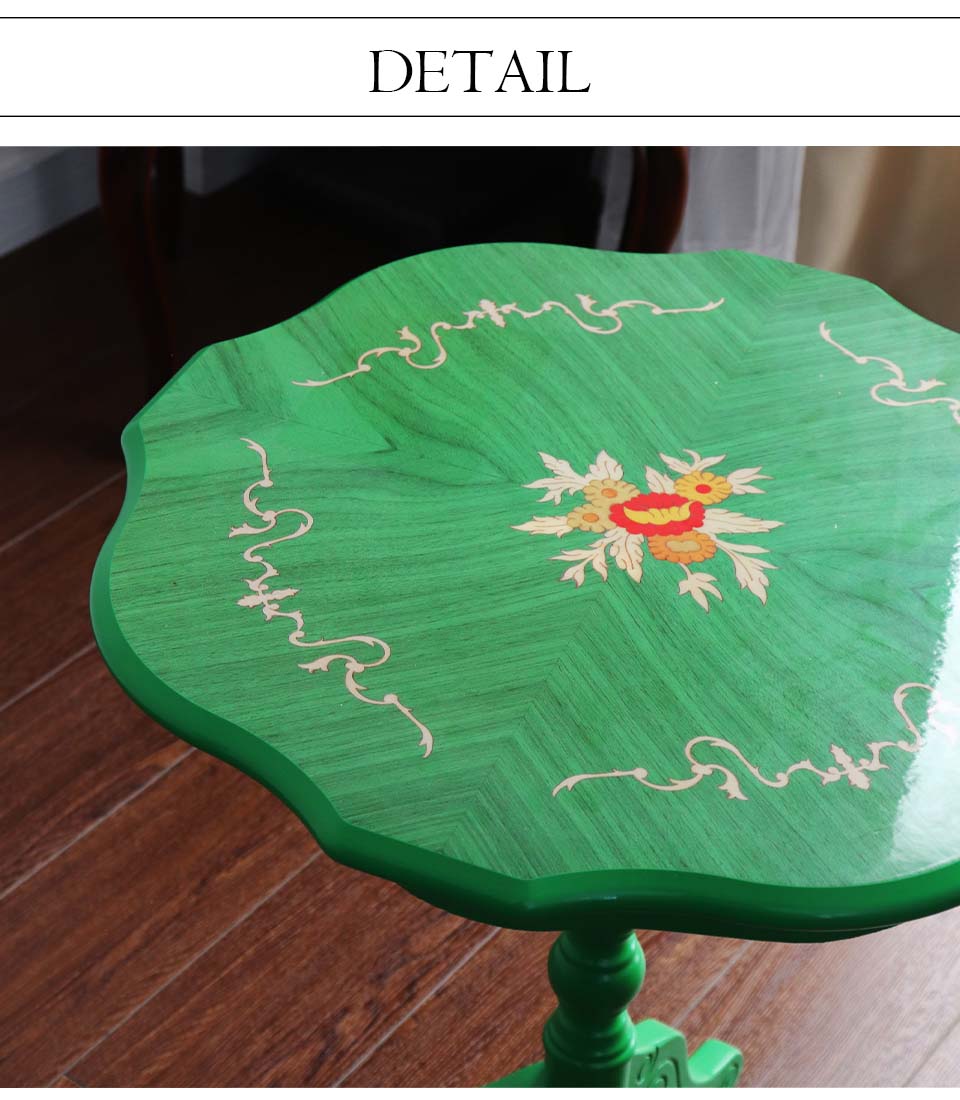 イタリア製 象嵌コーヒーテーブル（サイドテーブル） グリーン｜Y-KAGU