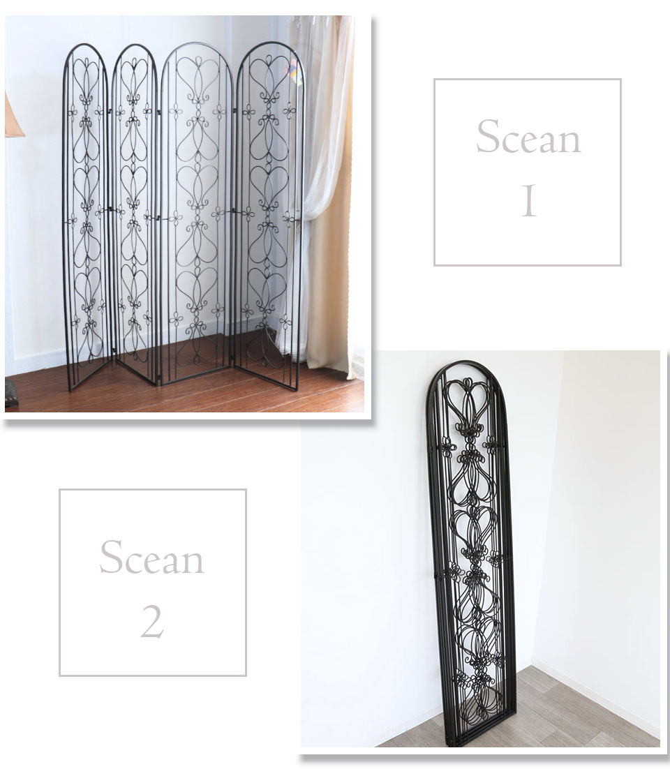 透かし彫り アジアン パーテンション 4連 ヴィンテージ 2/2 透かし彫り