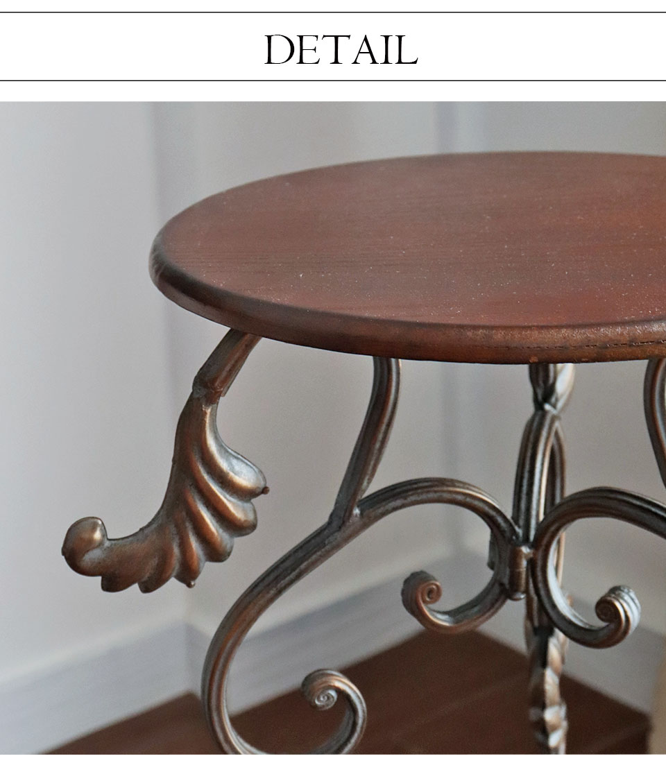 アンティーク 英国調 薔薇タイル アイアン 花台 飾り棚 サイドテーブル