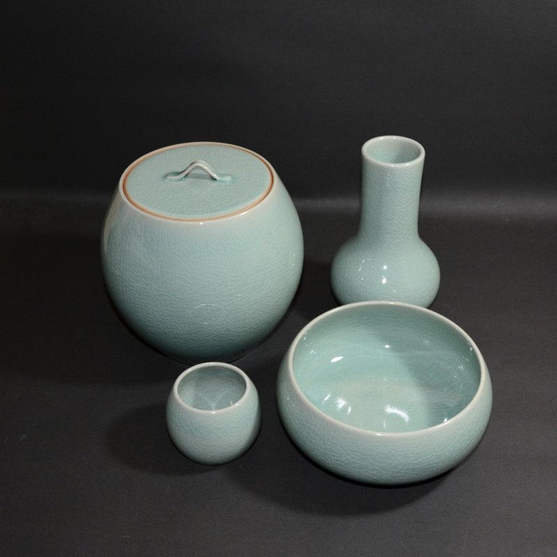 高麗青磁皆具 如泉窯 茶道具 李連休作 古物 15000円 美術工芸備前 和