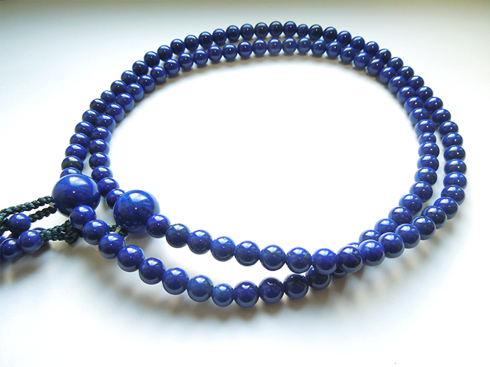 ラピスラズリ尺二振分鉄紺かがり凡天共仕立(桐箱付き) お数珠の安田