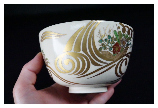 ヨロズアンティークモール / 抹茶碗 寿楽造 仁清 花舟絵