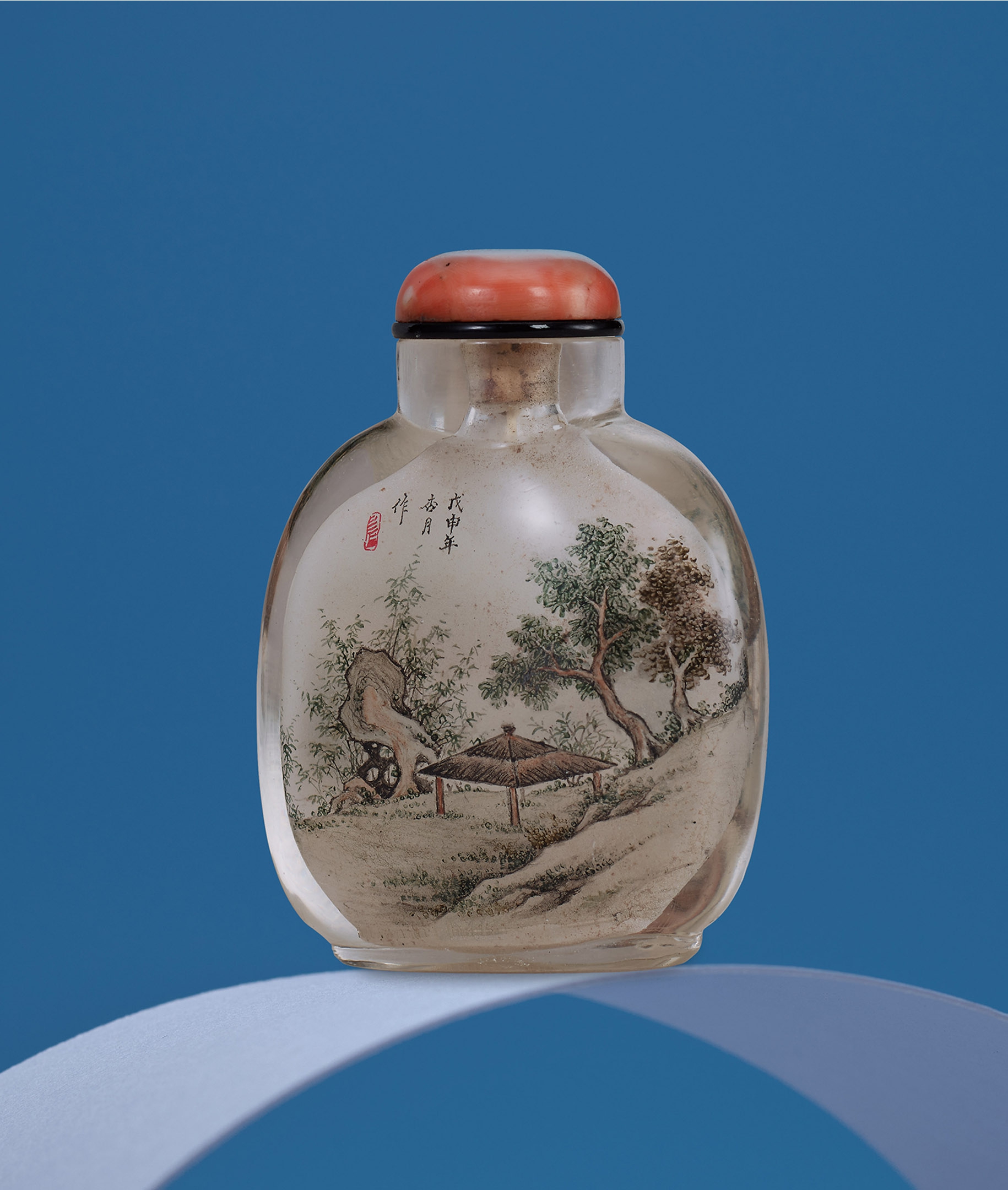 王習三作水晶內畫書院圖鼻煙壺-宇珍國際藝術| Yu Jen Taipei德馨書屋