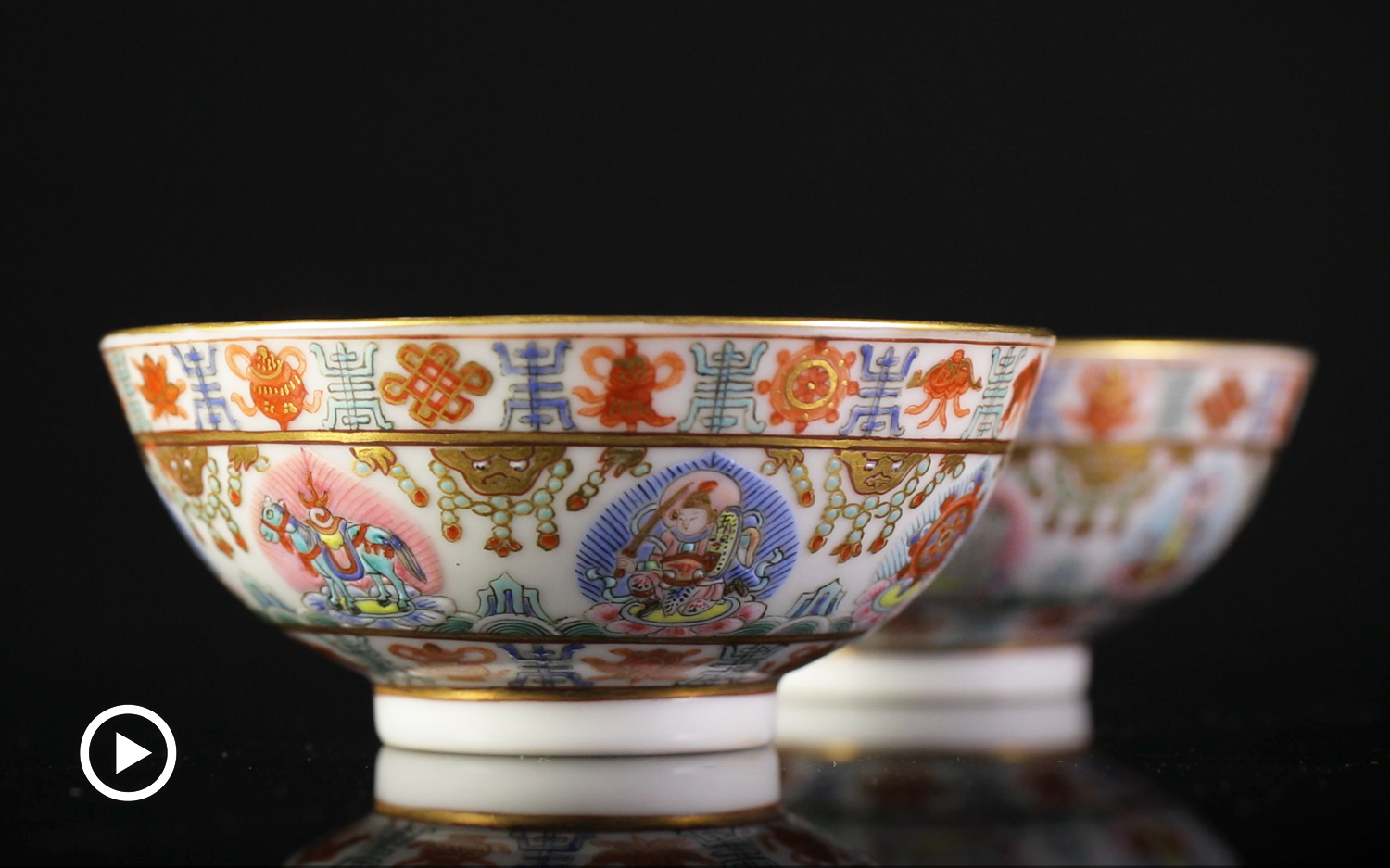 2018秋拍]清道光粉彩描金七政八寶紋碗一對| 宇珍國際藝術| Yu Jen Taipei