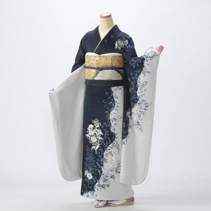 紺地の上品な金彩古典ひ振袖フルセット 紺地の上品な金彩古典ひ振袖