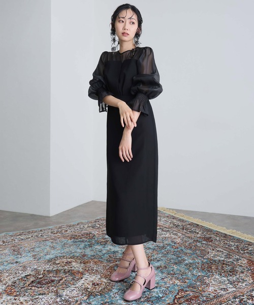 atlo（アトロ） ドレス 結婚式 パーティードレス ビスチェミモレ丈＆袖