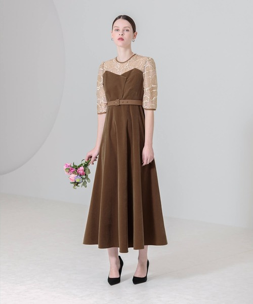 Leja（レジャ） ドレス 「LEJA」ビスチェ風ウエストベルト付き花柄